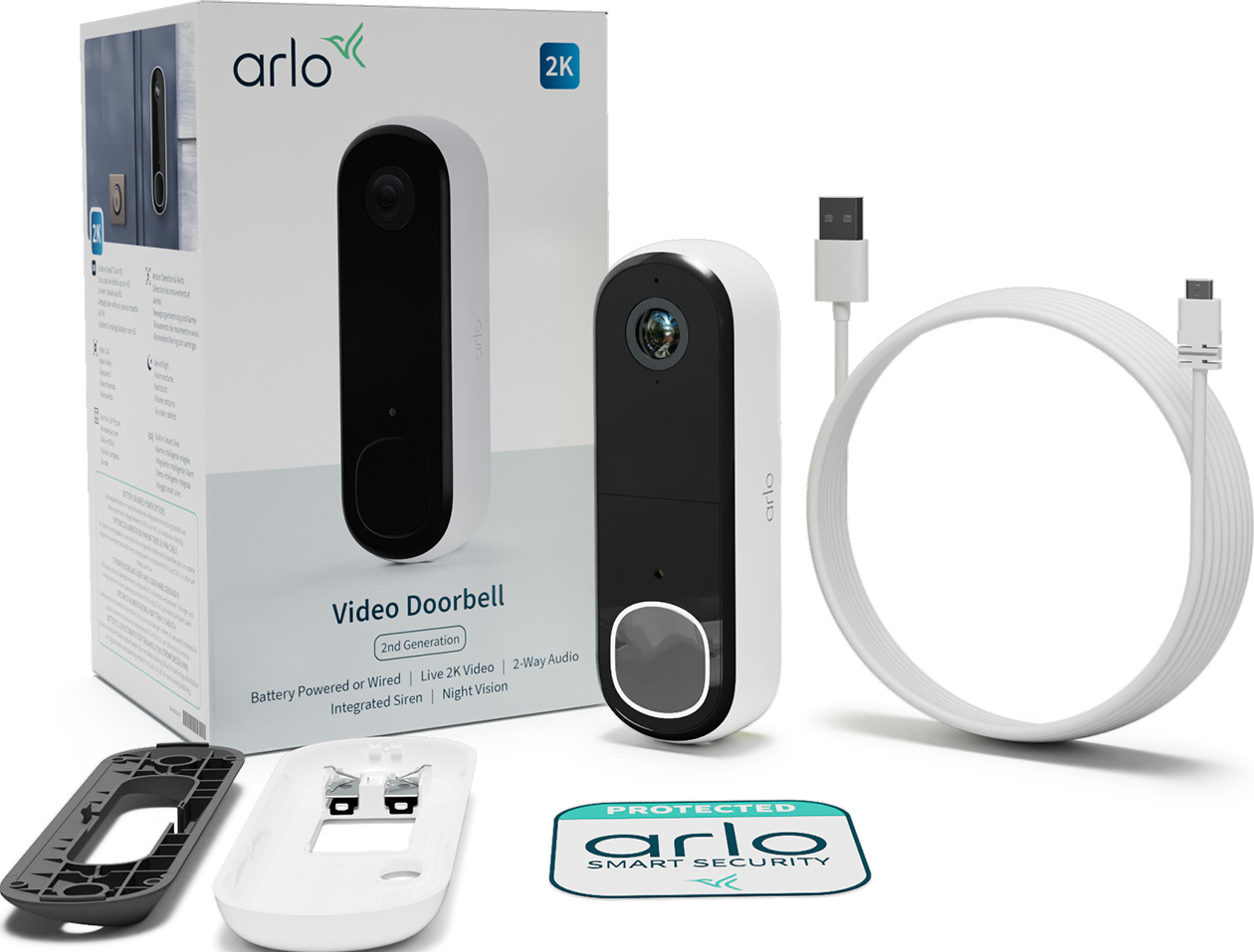 ARLO Essential 4-in-1 2K - Sonnette vidéo (blanc/noir)