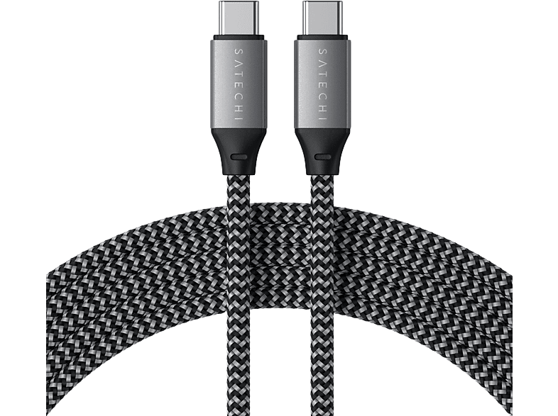 SATECHI USB Type-C-USB Type-C fonott töltőkábel, 100W, 2 méter, szürke (ST-TCC2MM)