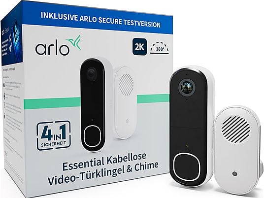 ARLO Essential 4-in-1 2K + Chime 2 - Videocitofono con campanello (Bianco/Nero)