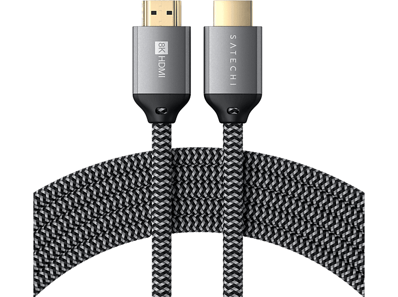 SATECHI Ultra HD High Speed HDMI 2.1 összekötő kábel, 8K, 2 méter, fekete (ST-8KHC2MM)