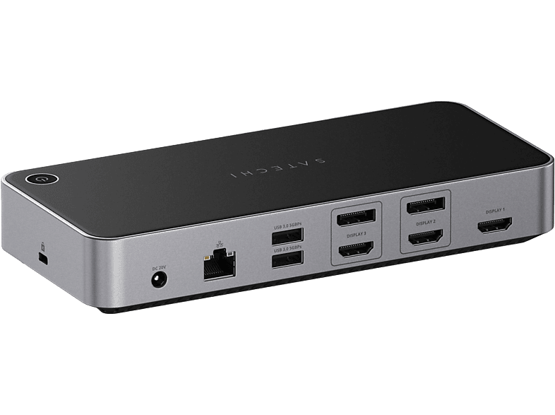 SATECHI Triple 4K Display multiport adapter, 3xHDMI 2.0, 2x DP 1.4, 2xUSB-C, 2xUSB-A, RJ-45, 130W (ST-D4KTM-EU)