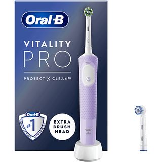 Cepillo eléctrico - Oral-B Vitality Pro, Con 2 Cabezales, Diseñado Por Braun, Morado