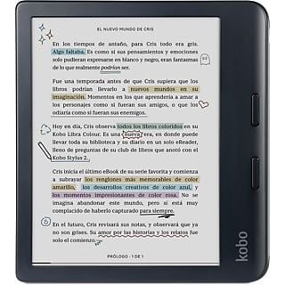 eBook - Kobo Libra Colour, 7" E Ink Kaleido 3, 32 GB, FastGLR, IPX8, Pantalla color, Negro