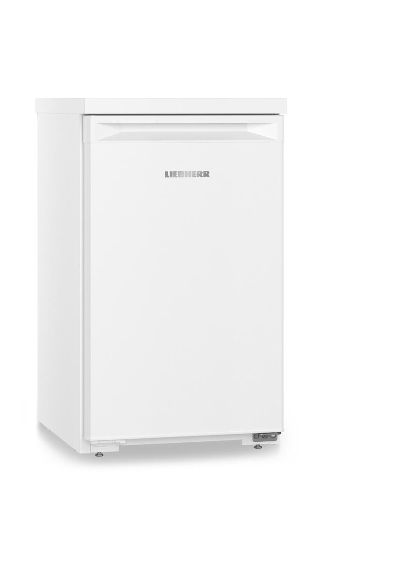 Weißer Kühlschrank mit Liebherr-Logo auf der Tür.