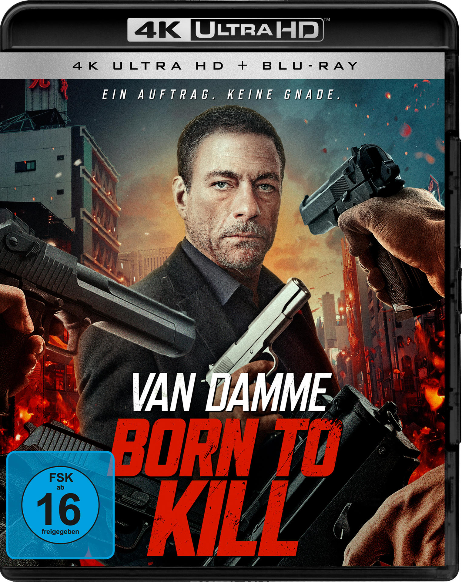 Born to Kill DVD-Cover mit Jean-Claude Van Damme und Waffen.
