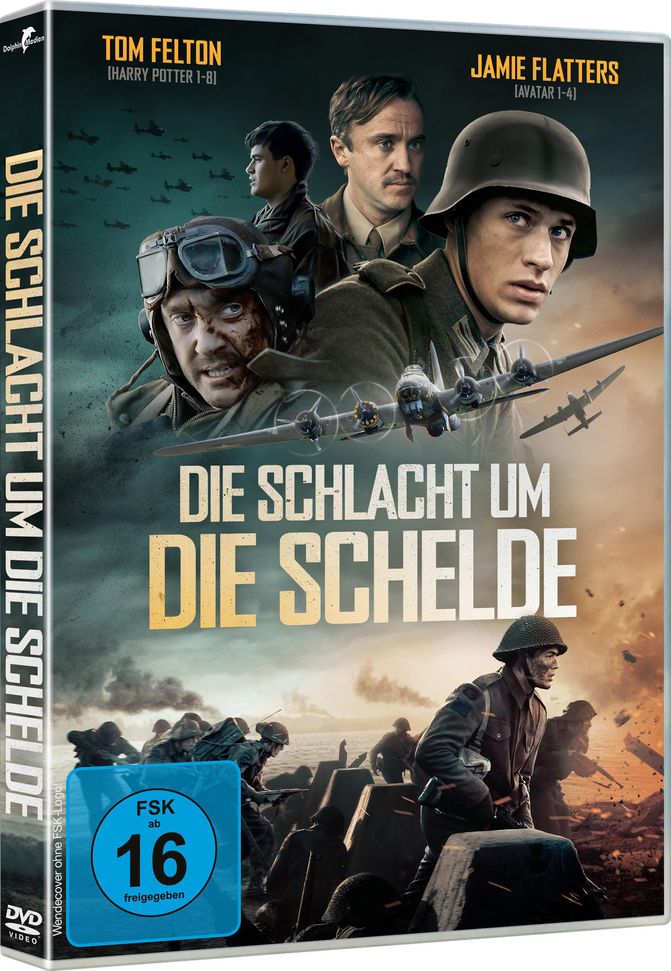 DVD-Cover für einen Kriegsfilm mit den Schauspielern Tom Felton und Jamie Flatters, mit einer Szene von Soldaten.