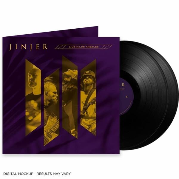 Vinyl-Schallplattenhülle mit Bandmitgliedern, Text 'JINJER' und 'Live in Los Angeles'.