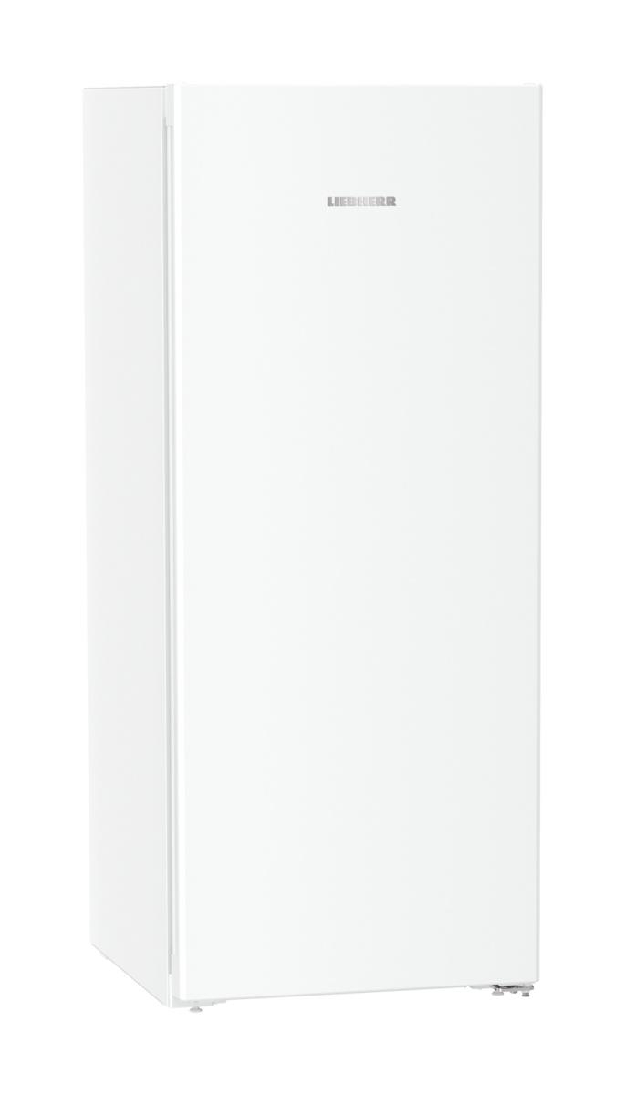 Weißer Kühlschrank mit Liebherr-Logo, Seitenansicht.