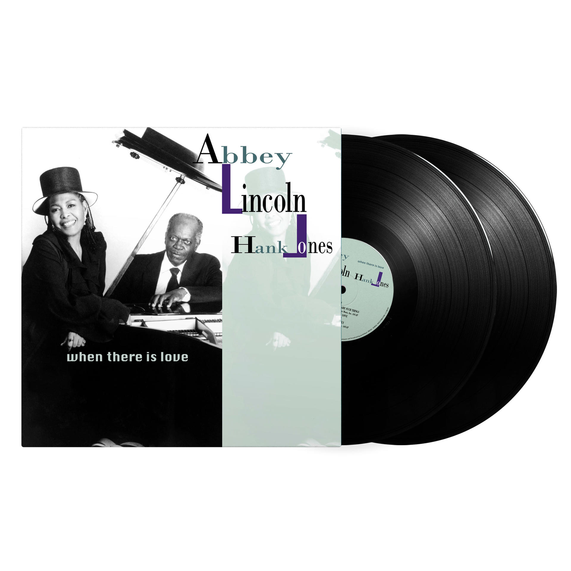 Albumcover: Abbey Lincoln, Hank Jones. Schwarzweißbild mit Text: When there is love.