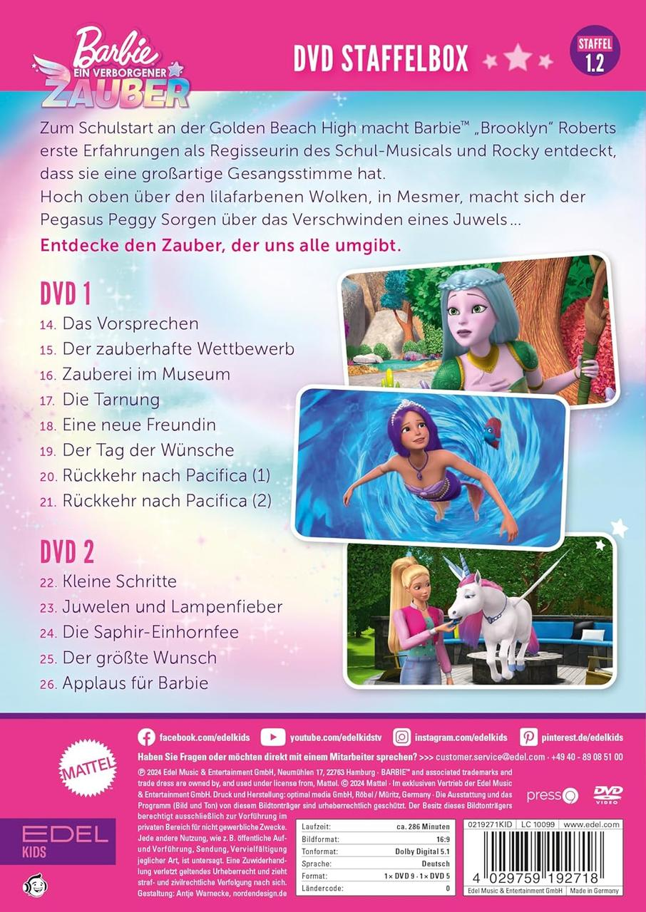 Rückseite einer DVD-Box mit Cartoon-Charakteren und Text auf Deutsch.
