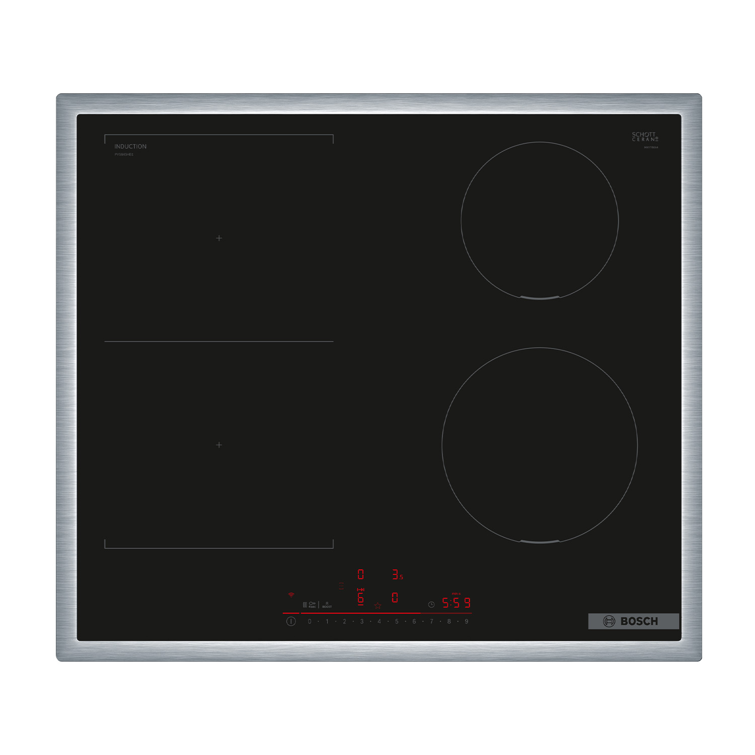 Piano Cottura A Induzione Bosch Pvs645Hb1E, 4 zone cottura, 58,3 cm x 51,3