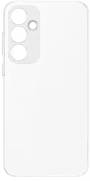 Przezroczysta obudowa telefonu z wycięciem na aparat, pokazująca wygląd telefonu.