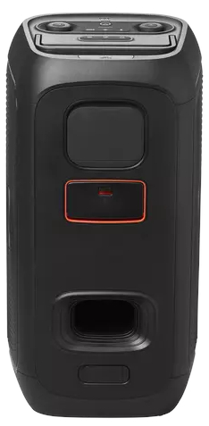 Czarny głośnik cylindryczny z przyciskami i kratką głośnika. Głośnik ma uchwyt.