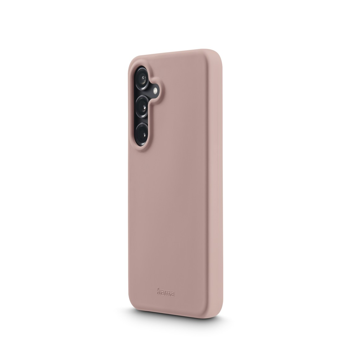 Eine rosa Handyhülle für ein Samsung-Telefon. Die Rückseite hat Kameralinsen.