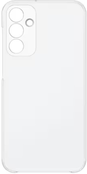 Przezroczyste etui na telefon z potrójnym wycięciem na aparat na białym tle.