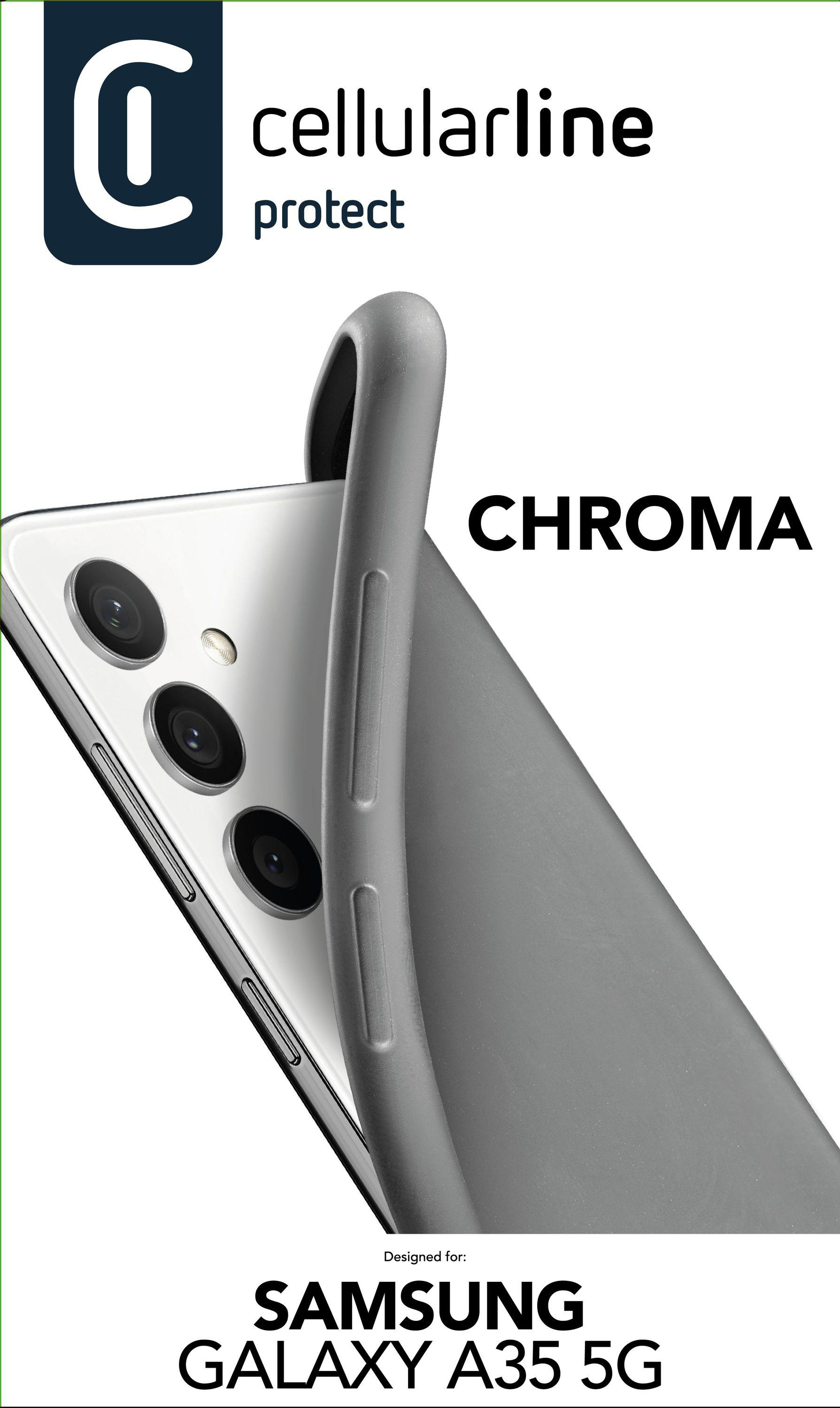 Eine Handyhülle mit dem Wort CHROMA und dem SAMSUNG-Logo.