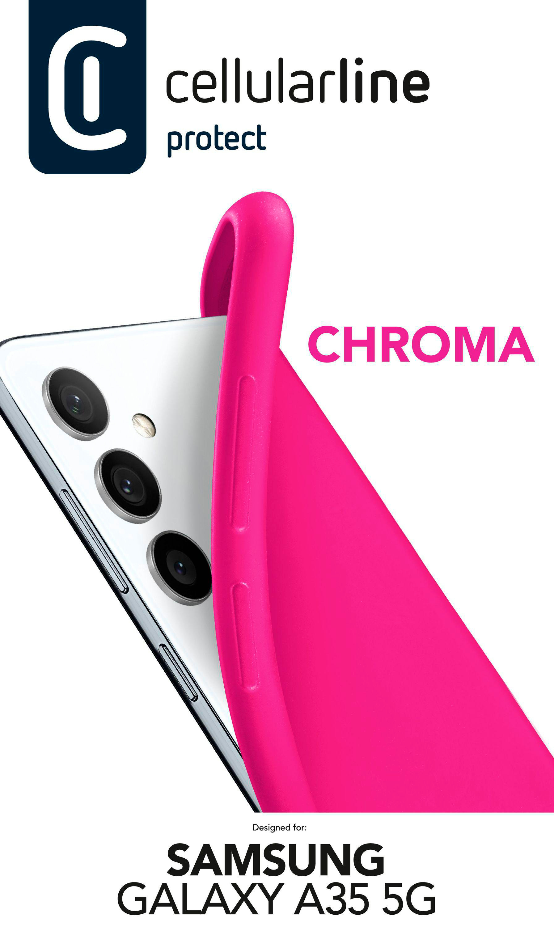 Ein weißes Samsung-Telefon mit einer rosa Hülle, die zurückgezogen wird, um das Telefon zu zeigen.