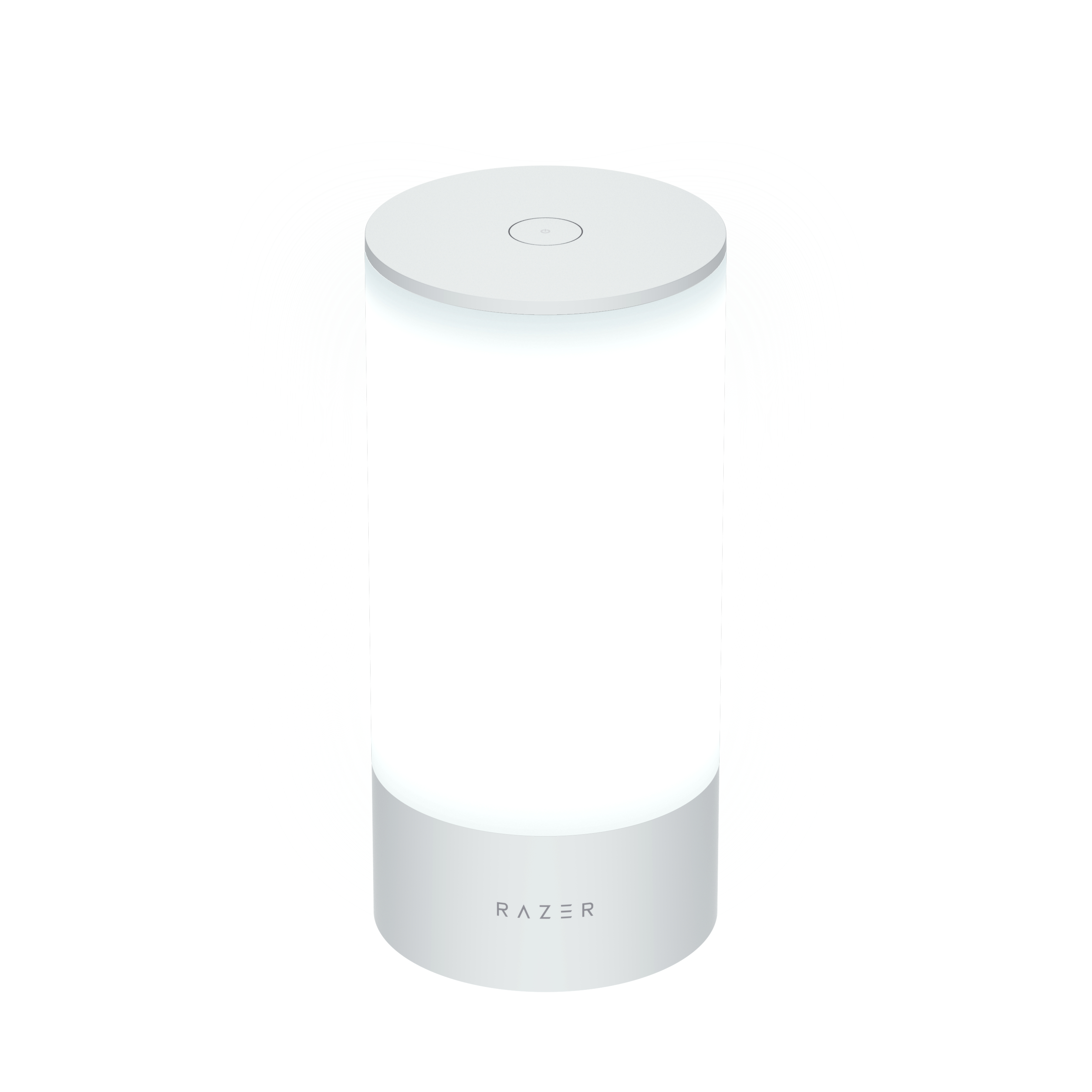 Weiße Razer-Lampe auf weißem Hintergrund.