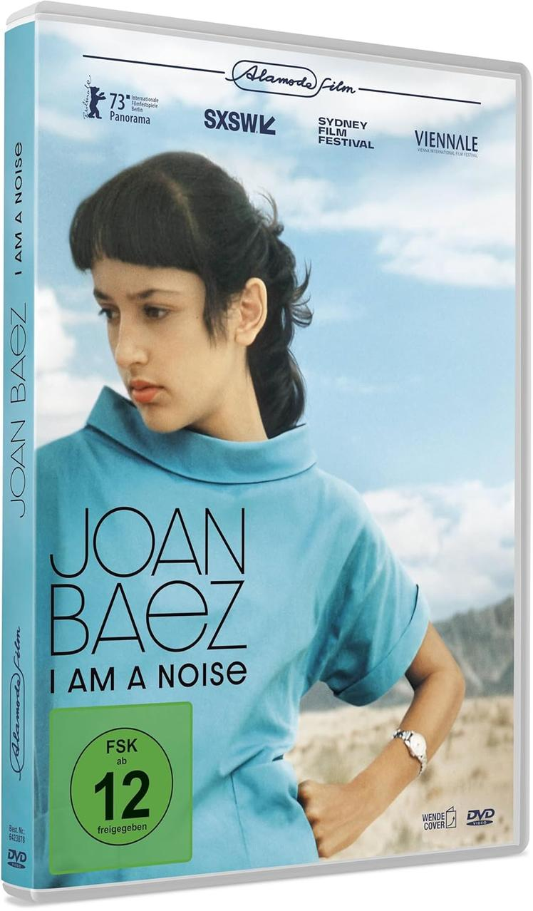 DVD-Hülle mit Porträt einer Frau. Text: 'Joan Baez: I Am a Noise'.