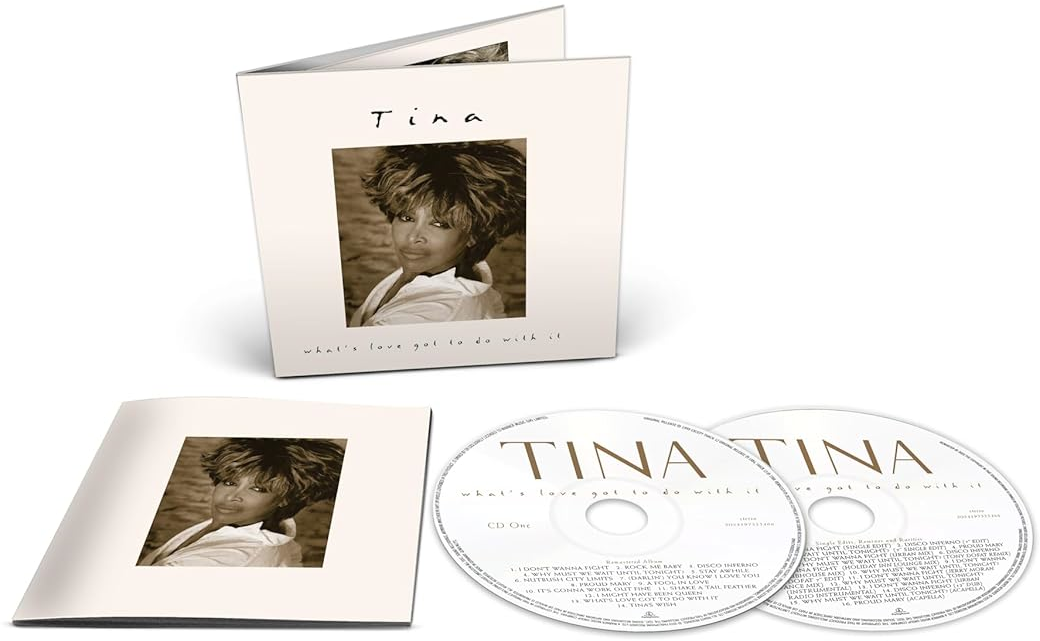 Tina Turner album borítója, CD és füzet. Az album címe: „What's Love Got To Do With It”.