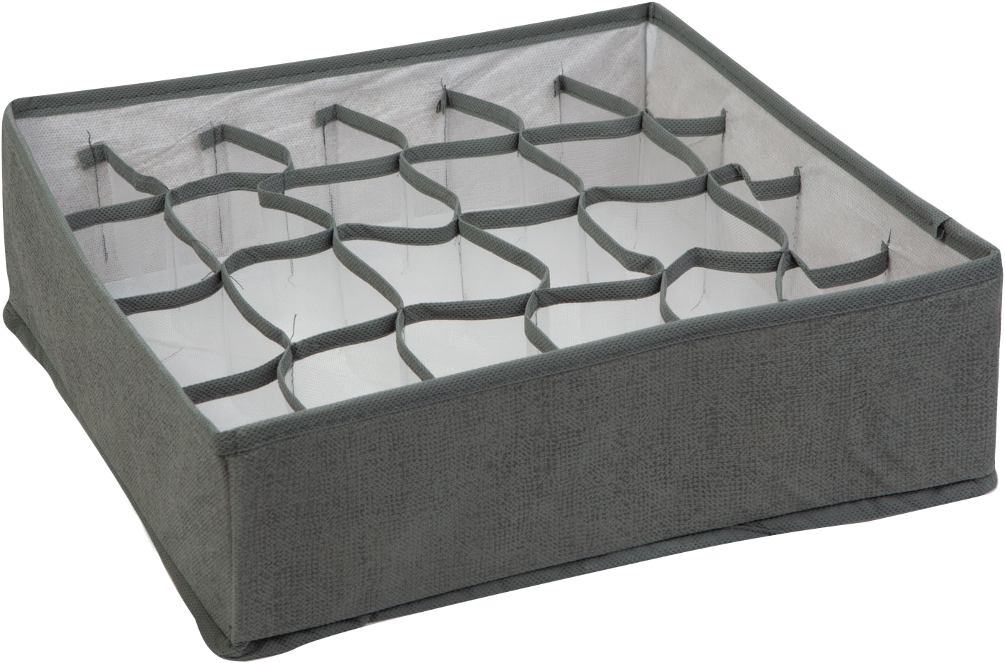 BEWELLO Szövet tárolódoboz, 32 x 10 cm, 24 zseb, szürke (BW2080)