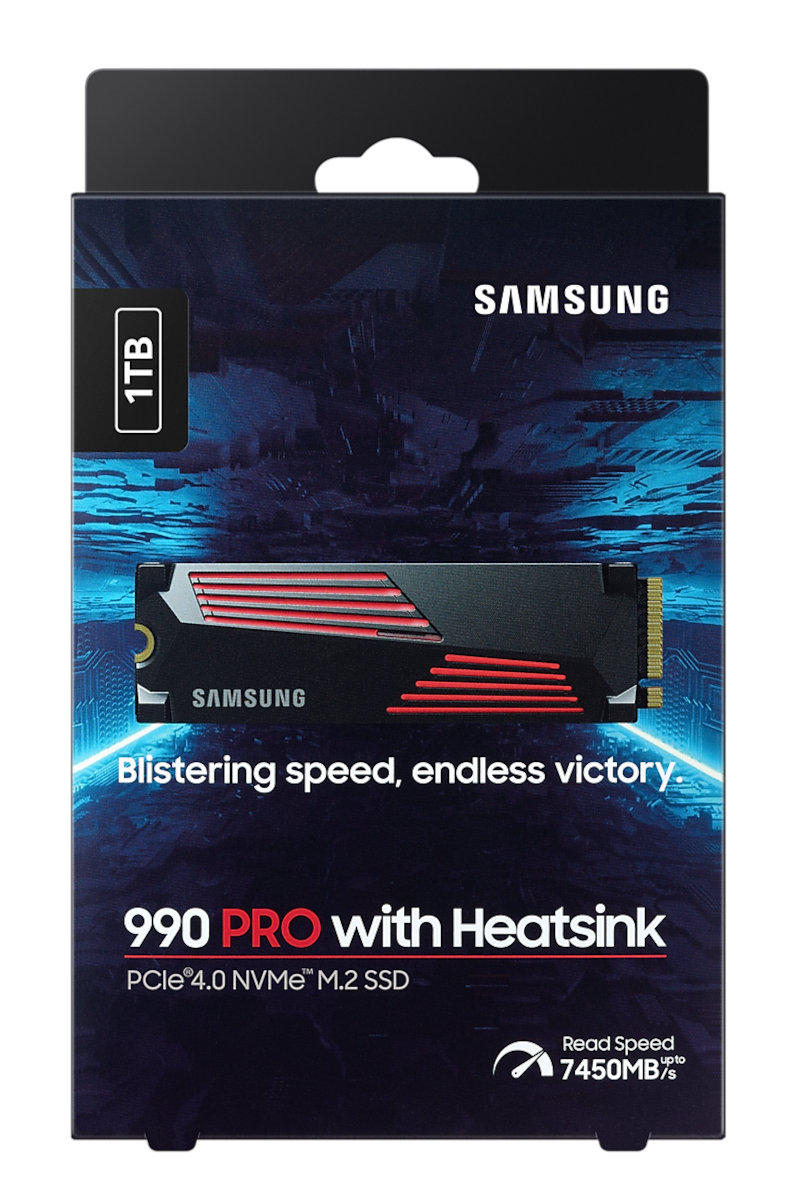 Pudełko SSD z etykietą 1TB, czarno-czerwony design, z dyskiem SSD w środku.