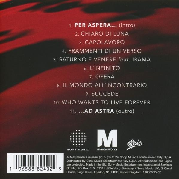 CD-Cover mit Trackliste und Sony Music Logo. Schwarz-Weiß-Text.