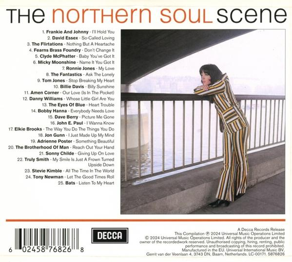 Ein CD-Cover mit einer Frau, die sich auf ein Geländer lehnt. Links ist eine Liste der Songs.