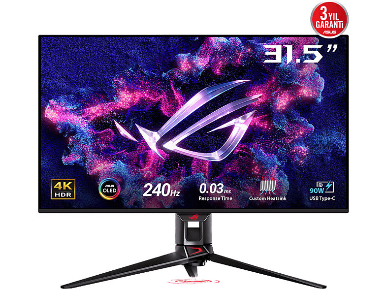 ASUS Rog Swift PG32UCDM 31.5 inç 0.03 ms 240 Hz 4K QD-OLED Pivot Gaming Monitör Siyah