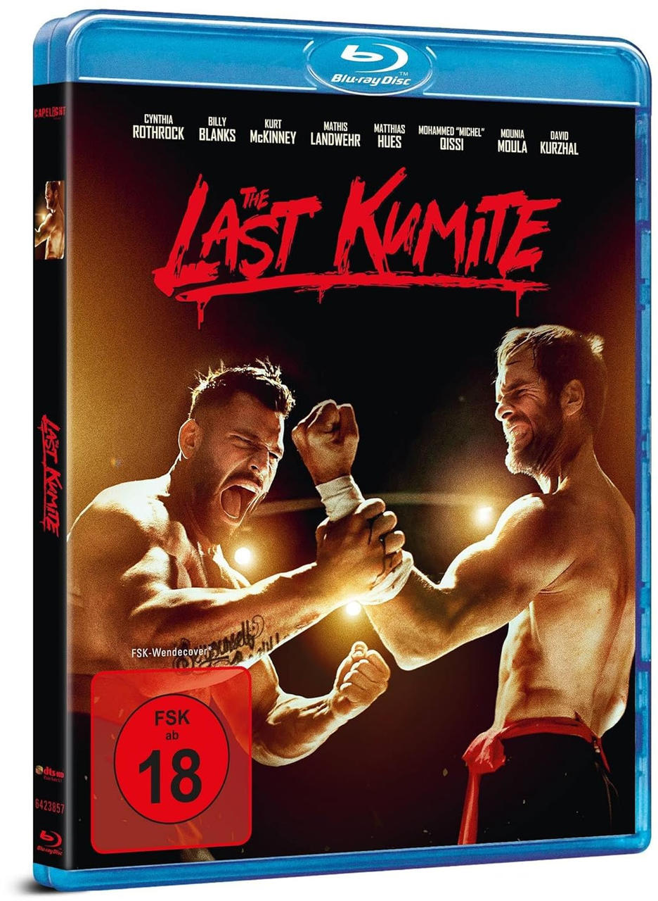 Blu-ray-Filmcover für "The Last Kumite" mit zwei kämpfenden Männern.