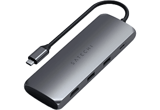 SATECHI USB-C Hybrid multiport adapter, M.2 SATA SSD, USB-C, 4K60Hz HDMI, 2xUSB-A, asztroszürke (ST-UCHSEM)