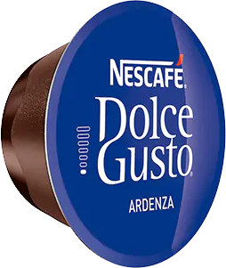 Eine blaue Dolce Gusto Kaffeekapsel mit weißem Text und Logo.