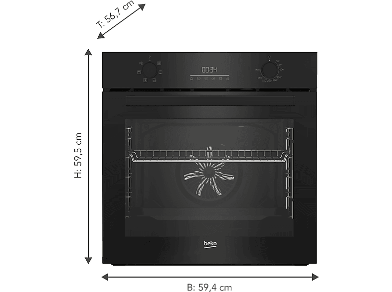 BEKO BBIE17300B, Einbau-Backofen (Einbaugerät, 72 l, 594 mm breit)