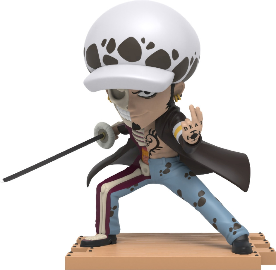 Anime-Figur einer Figur mit einzigartiger Frisur und Schwert.