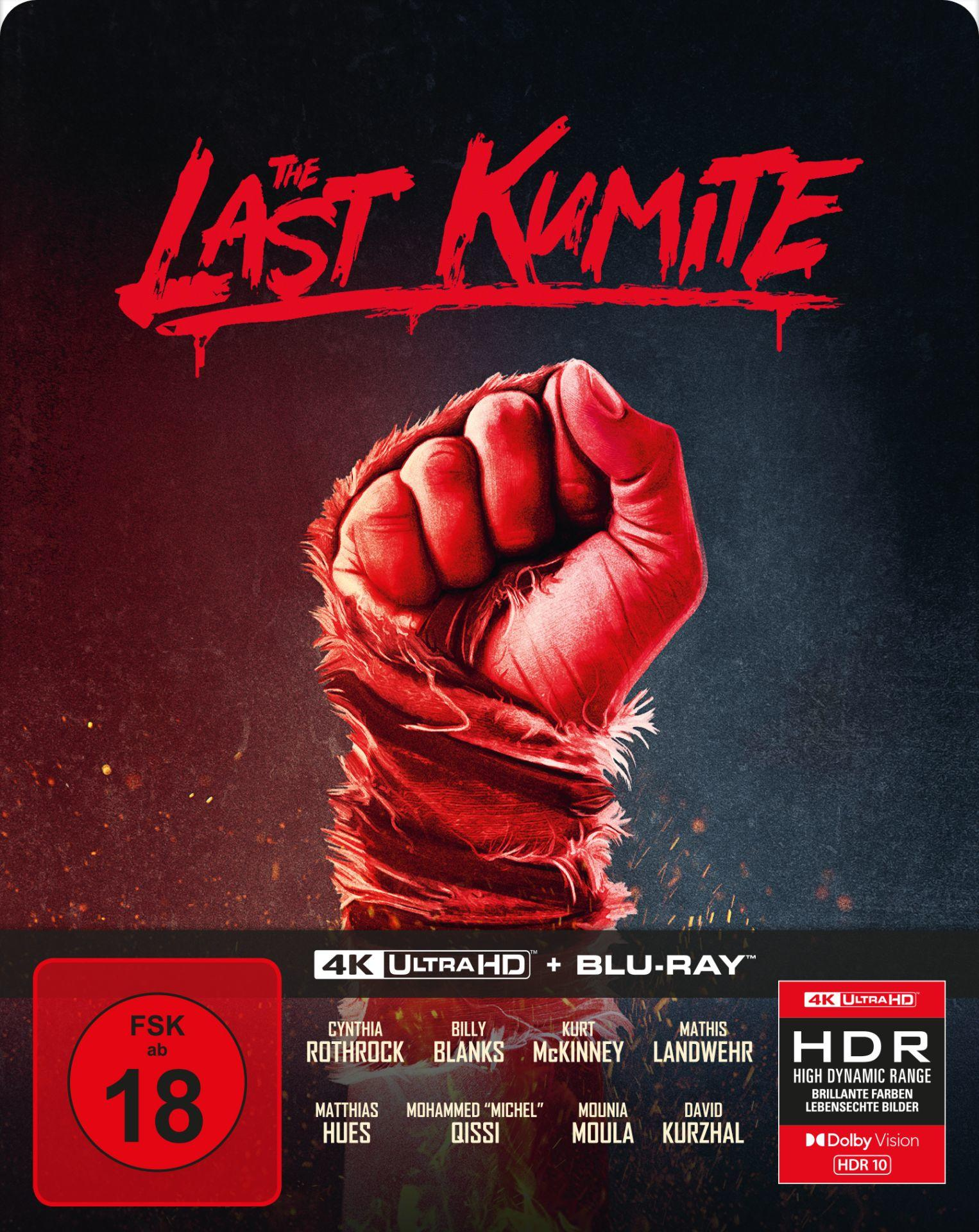 Filmcover mit roter Faust. Titel: The Last Kumite. Merkmale: 4K Ultra HD + Blu-ray.