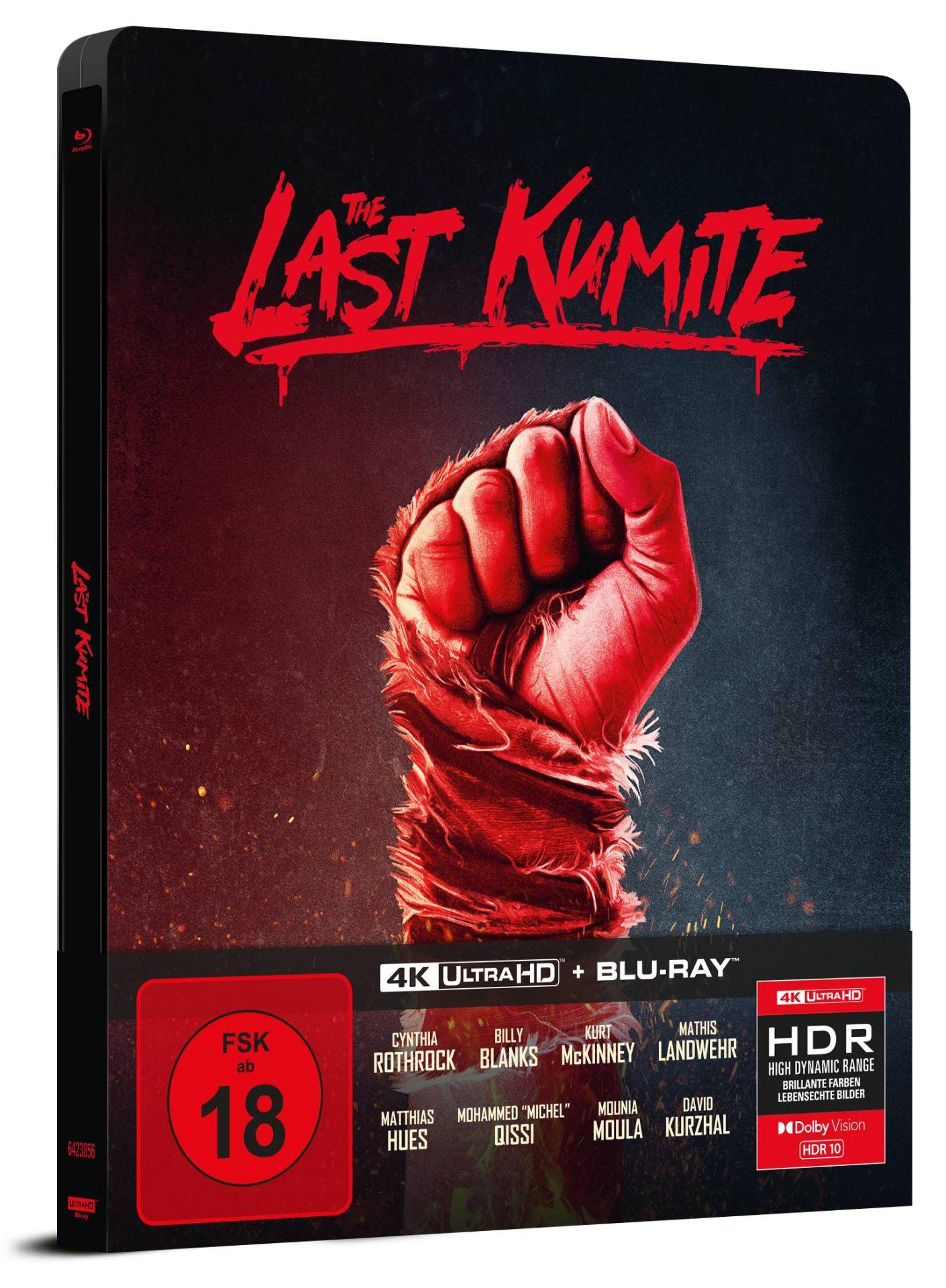 Blu-ray-Filmcover von "The Last Kumite" mit einer Faust-Illustration.