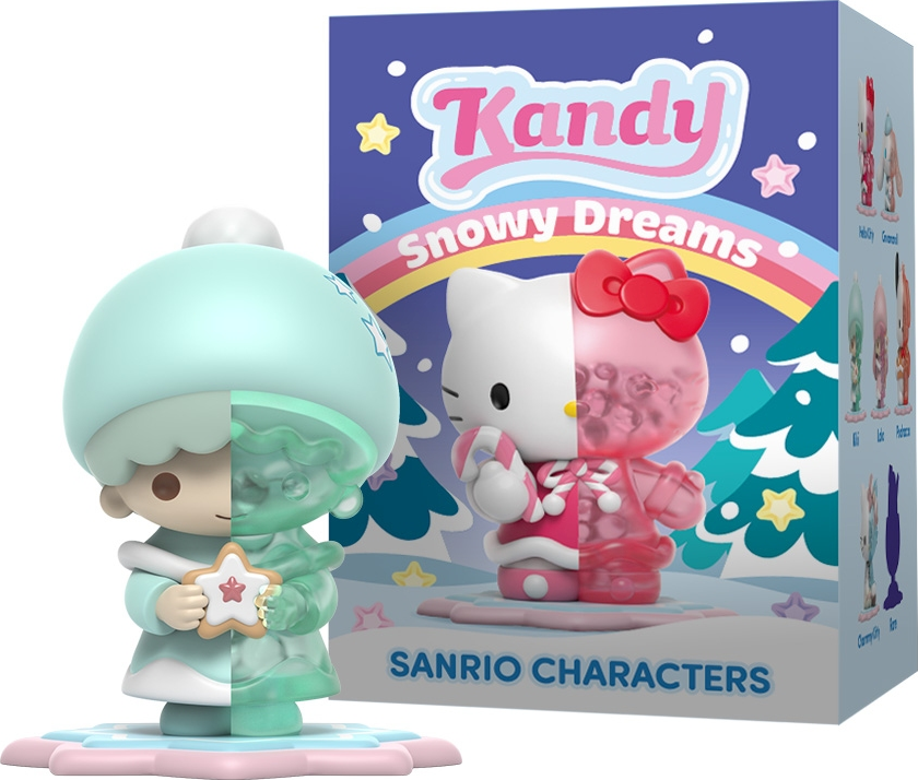 Kandy Snowy Dreams Sanrio Figuren mit Hello Kitty und einer weiteren Figur.