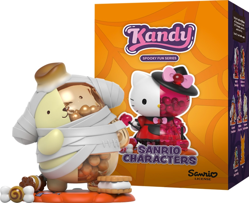 Eine Kandy Sanrio-Figur, mit einem mumienartigen Charakter und einem halbtransparenten.