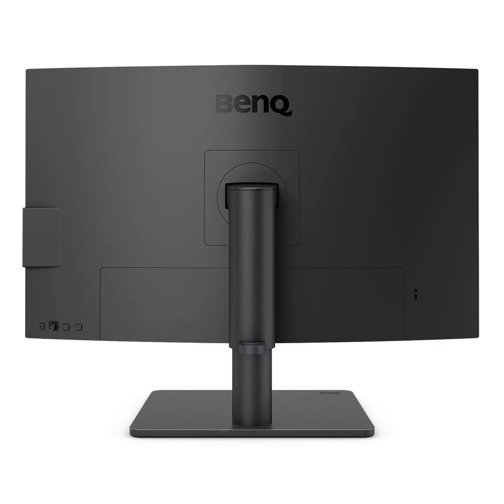 La parte trasera de un monitor BenQ negro.