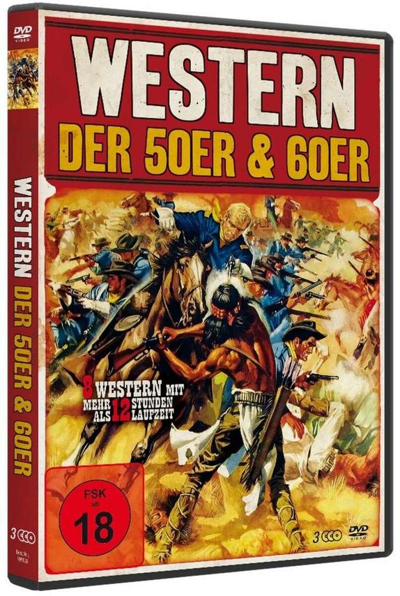 DVD-Cover. Bild einer Wildwest-Szene. Titel: Western der 50er & 60er.