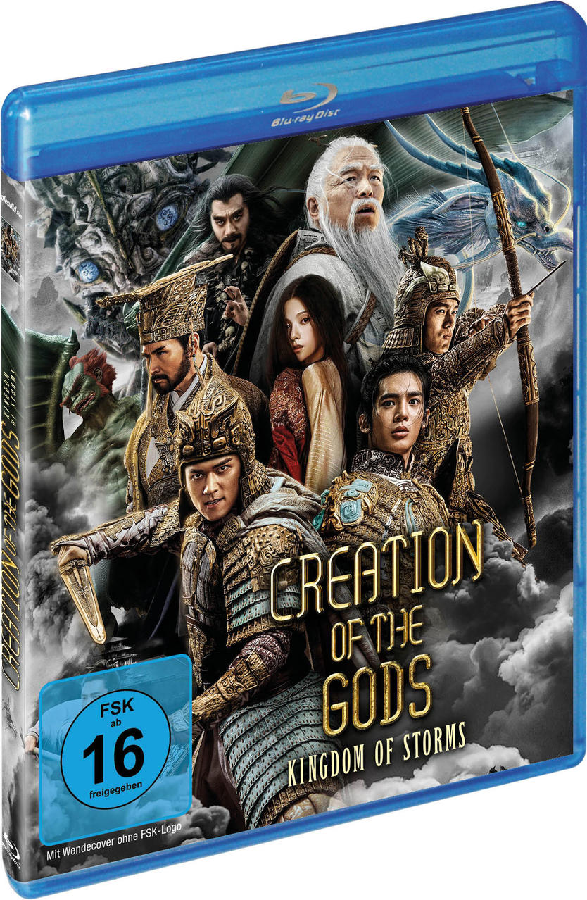 Blu-ray-Disc-Cover von „Creation of the Gods“. Zeigt mehrere Charaktere in dramatischer Fantasy-Umgebung.