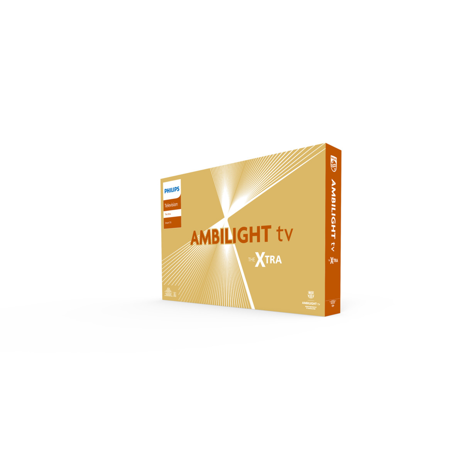 Doos van Philips Ambilight TV. Het is een rechthoekige doos met de woorden AMBILIGHT TV.