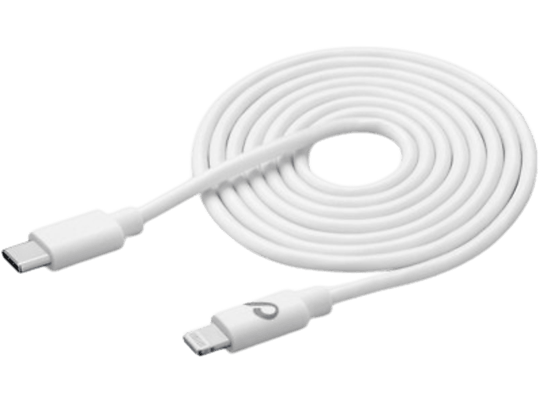 Cable USB - CellularLine USBDATAC2LMFI2MW, 2 m, Lightning, C, Macho, Carga rápida, Blanco