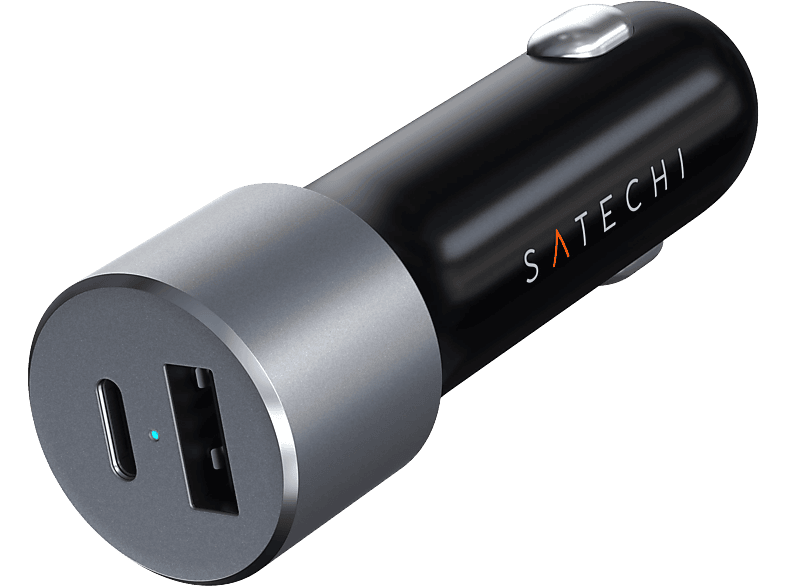 SATECHI Autós szivargyújtó adapter, USB Type-C max.60w, USB-A max.12w, ezüst (ST-TCPDCCS)