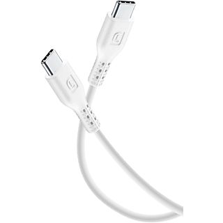 Cable USB - CellularLine USBDATACTRUSBC2CW, De USB-C a USB-C, 15 cm, Portable, Blanco