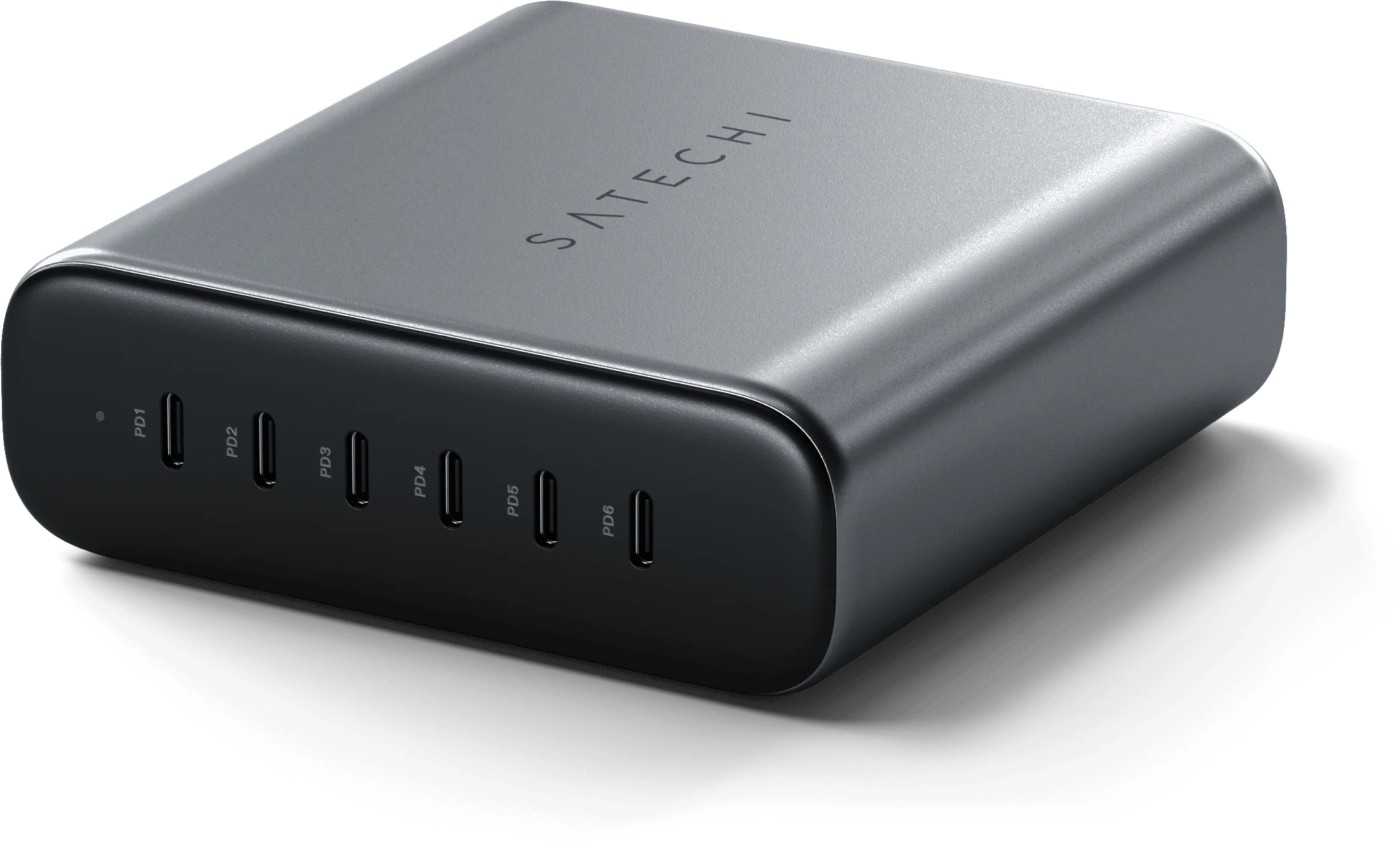 SATECHI USB-C 6 portos GaN hálózati töltő, maximum 200W összteljesítmény, szürke (ST-C200GM-EU)