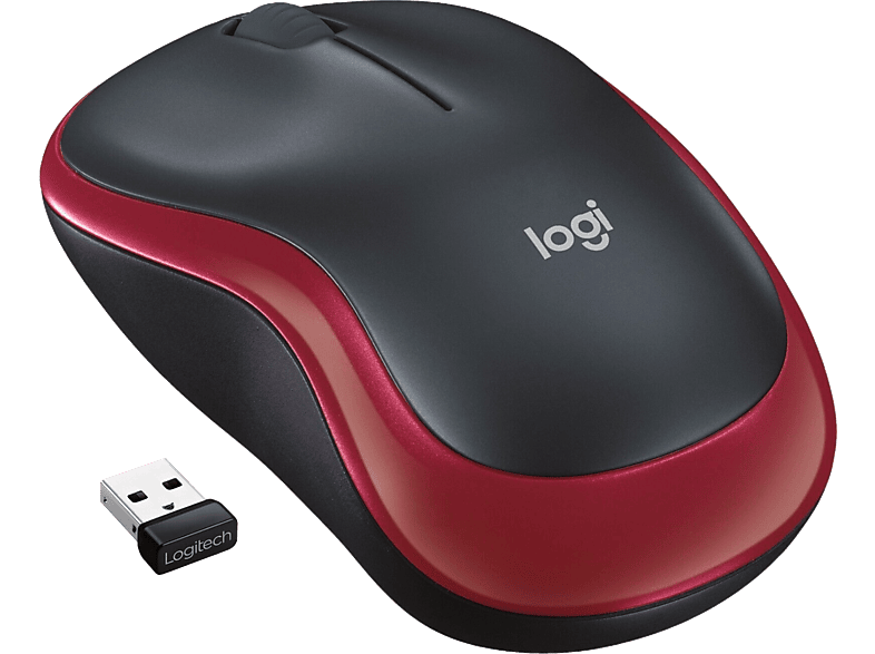 LOGITECH M185 vezeték nélküli optikai egér, USB, piros (910-002240)