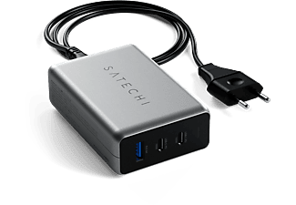 SATECHI USB-C 3 portos kompakt GaN hálózati töltő, maximum 100W összteljesítmény, szürke (ST-TC100GM-EU)