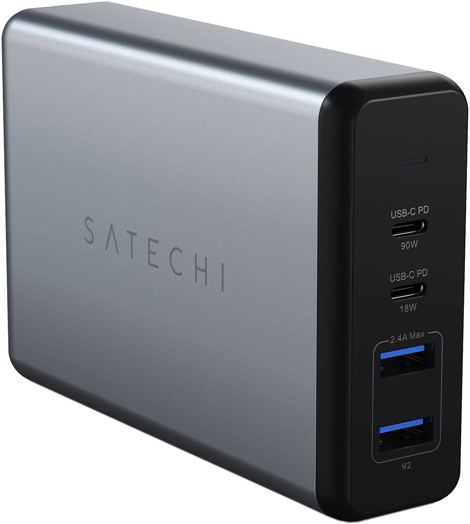 SATECHI Pro hálózati töltő adapter, 2x USB-C, USB-A, max. 108W összteljesítmény, szürke (ST-TC108WM)