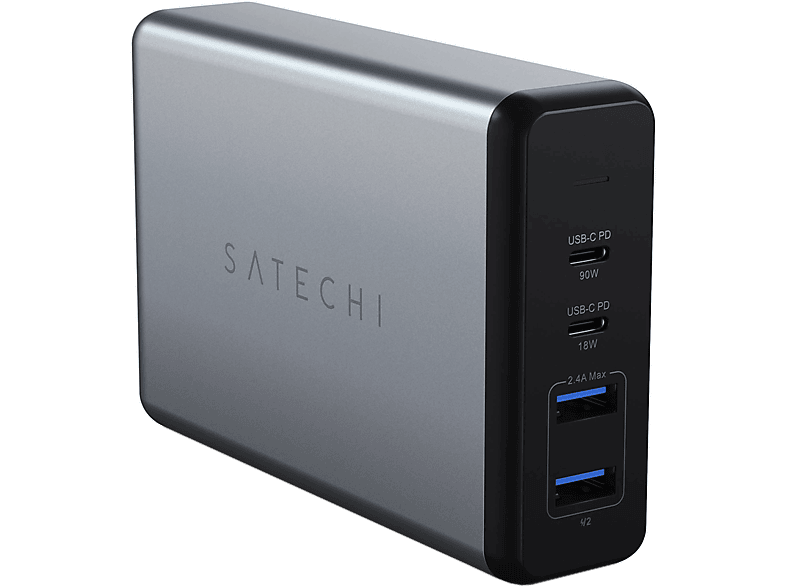 SATECHI Pro hálózati töltő adapter, 2x USB-C, USB-A, max. 108W összteljesítmény, szürke (ST-TC108WM)